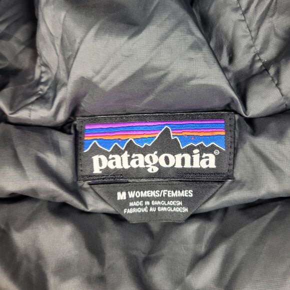 Patagonia Down Sweater Womens Hooded Pullover Jacket Kangaroo Pocket Gray Size M - Picture 16 of 16